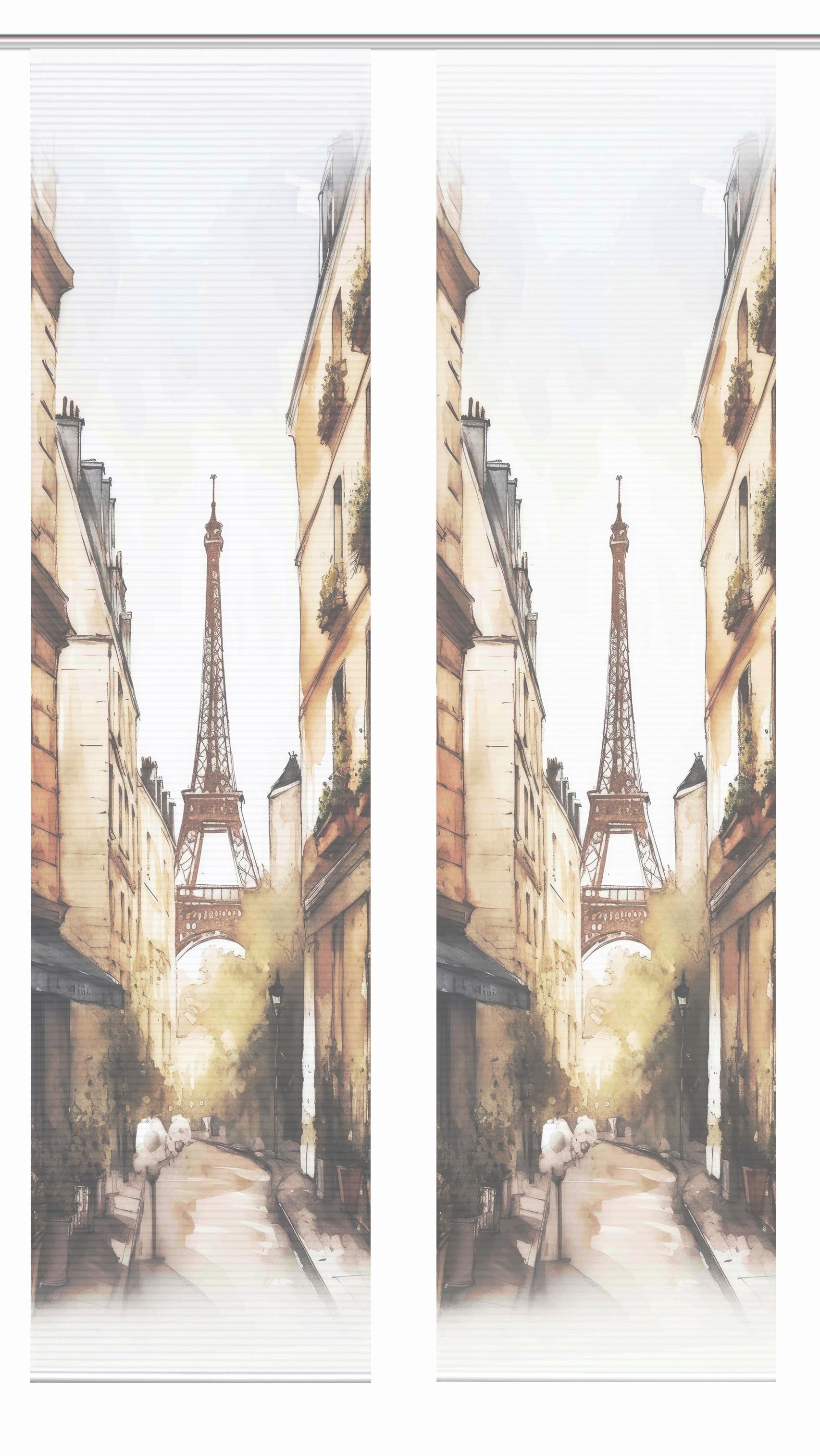 Flächenvorhang Francq 2er Set - Naturfarben/Weiß, LIFESTYLE, Textil (60/245cm)