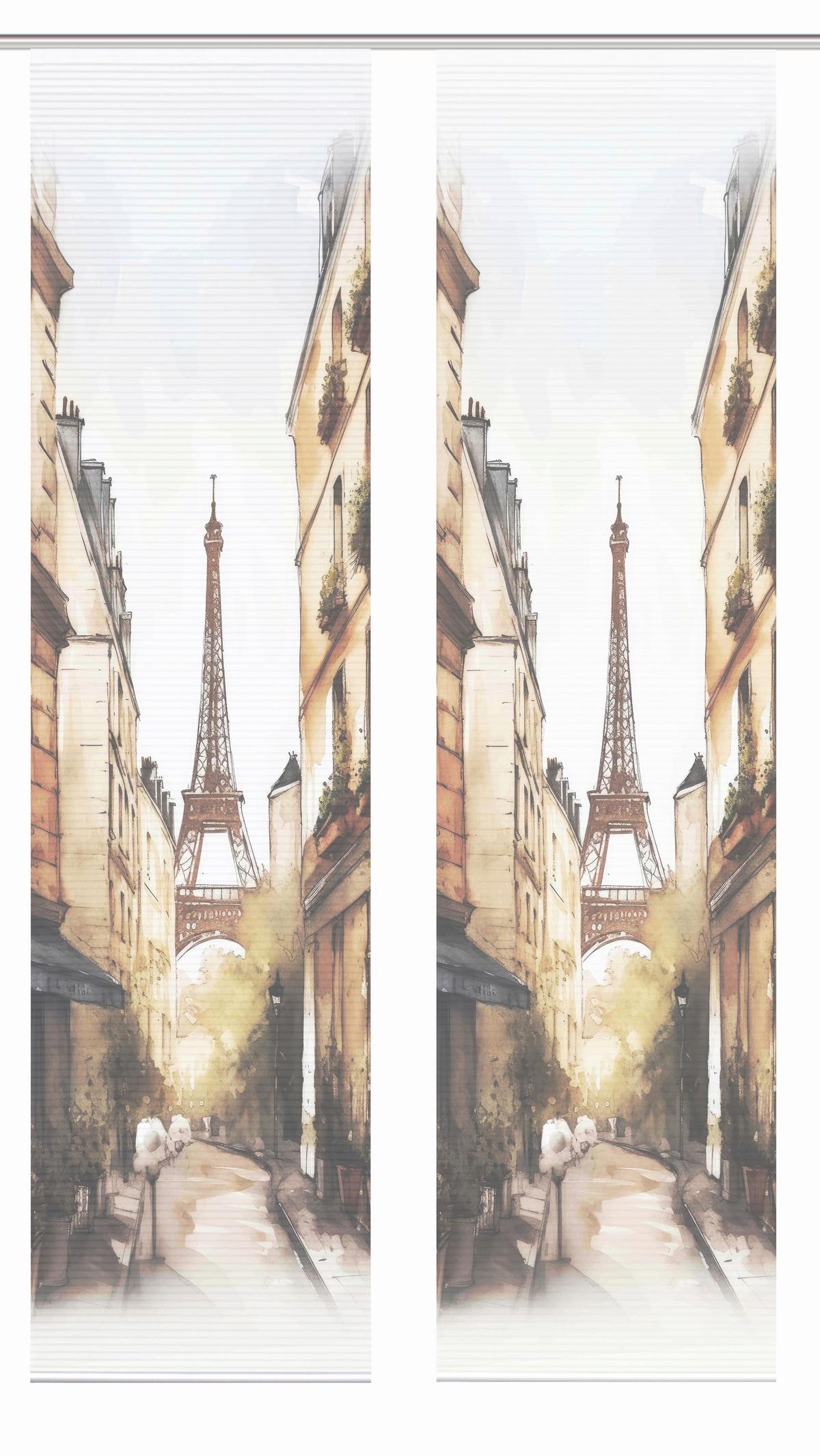 Flächenvorhang Francq 2er Set - Naturfarben/Weiß, LIFESTYLE, Textil (60/245cm)