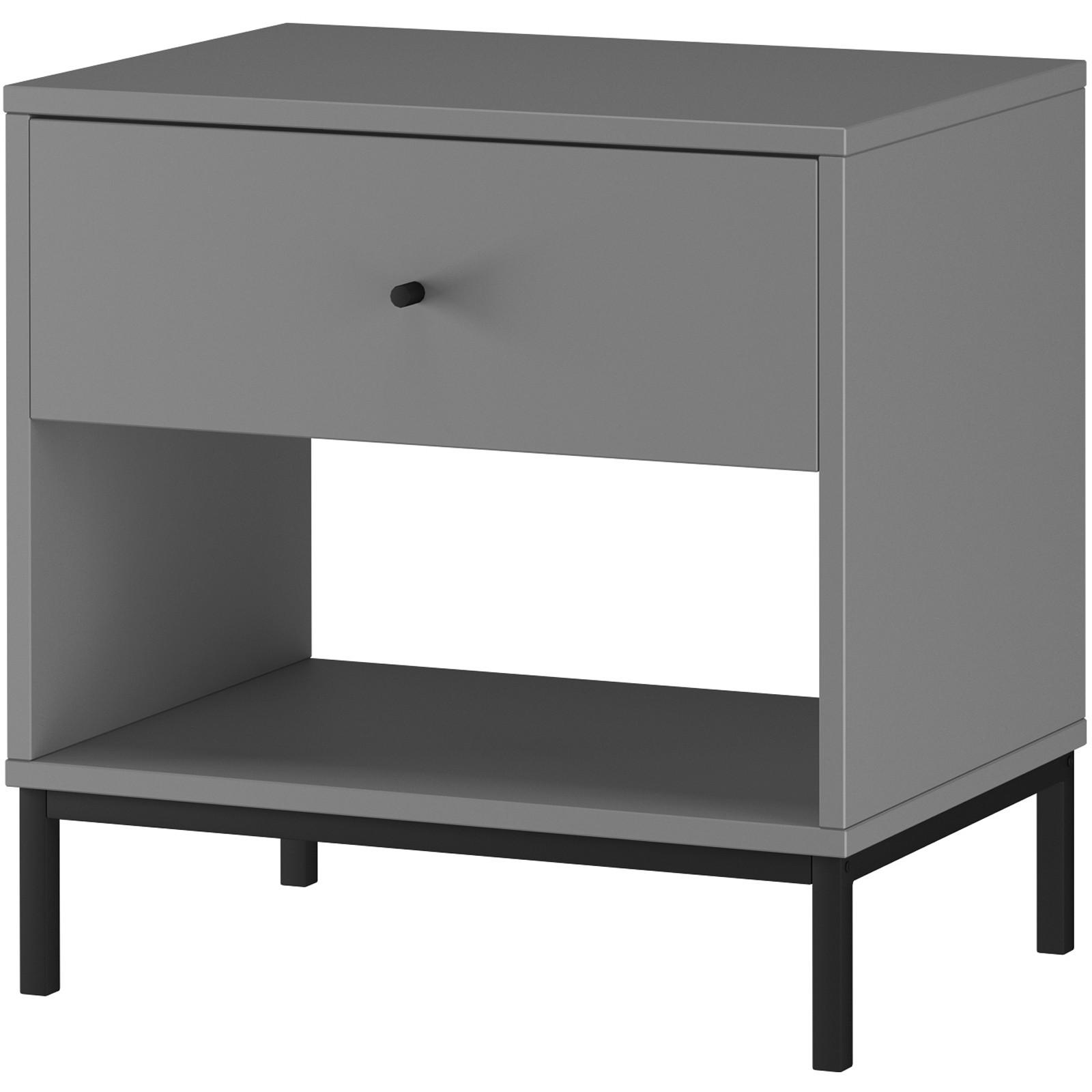Nachttisch Celine Grau B: 50 Cm - Schwarz/Grau, Design, Holzwerkstoff/Metall (50/50/35cm) - MID.YOU