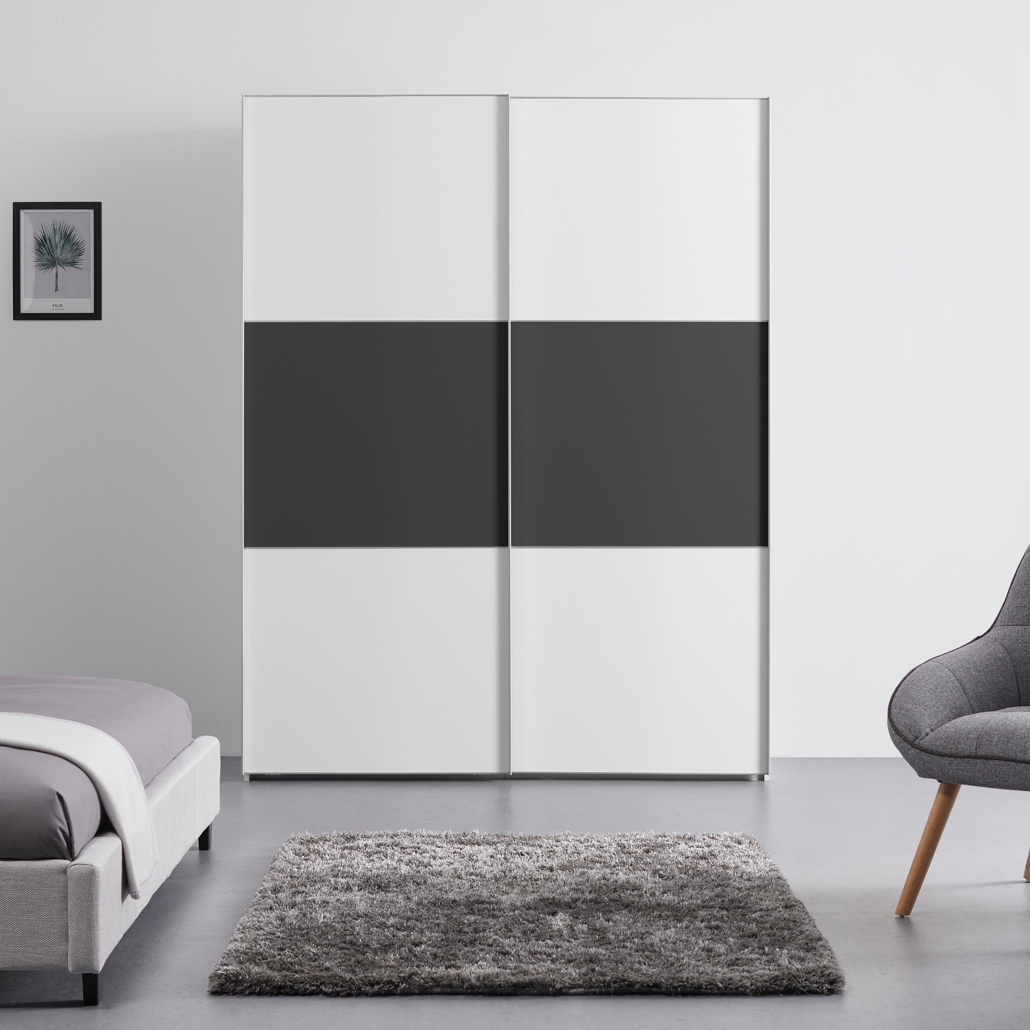 Schwebetürenschrank INCLUDO Weiß/Anthrazit Zimmer