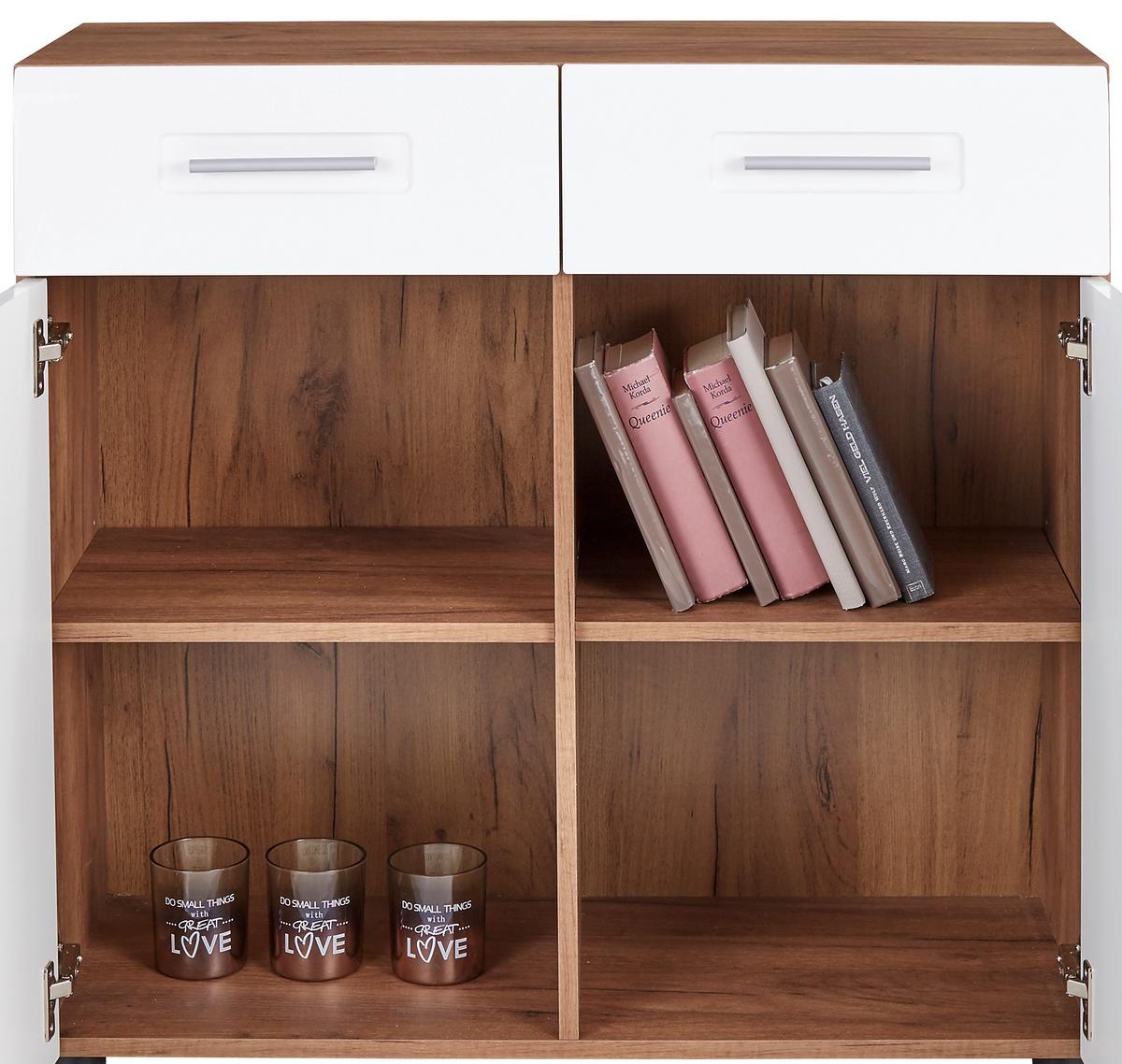 Komód Avensis New - tölgyfa színű/fehér, Konventionell, faalapú anyag (90/85,4/37cm) - Luca Bessoni