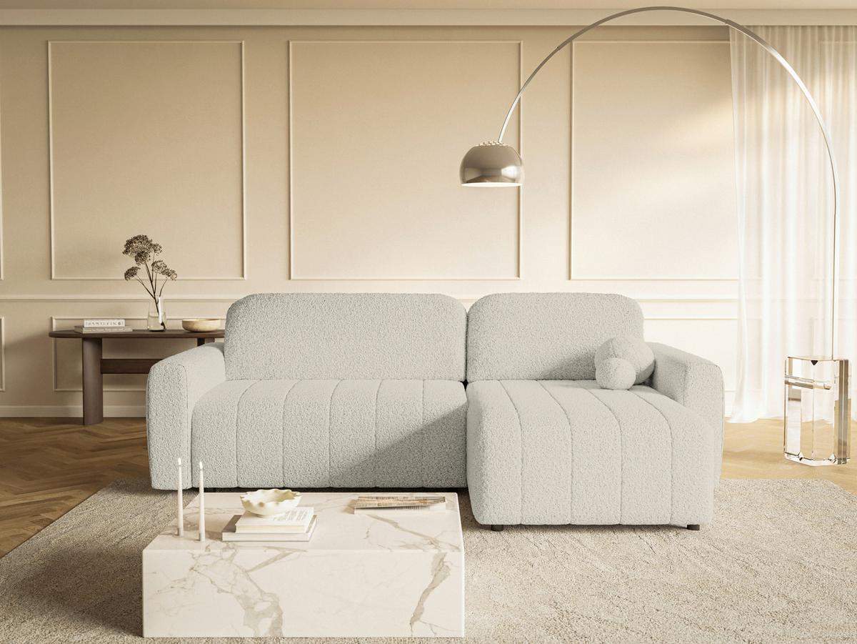 Ecksofa Luna New Boucle Beige, S: 260x161cm - Beige/Schwarz, Basics, Textil (260/161cm) - Livetastic