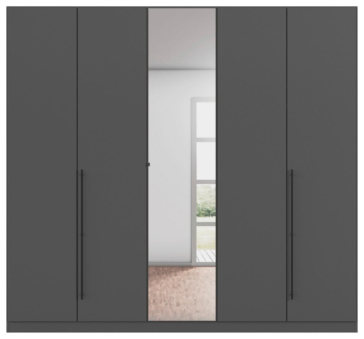 Kleiderschrank Safari mit Spiegel B: 226 cm - Grau, KONVENTIONELL, Holzwerkstoff (226/210/54cm)