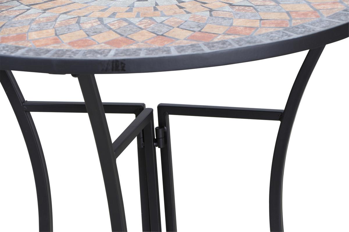 Gartentisch Kreamik/Metall L 70 cm - Multicolor/Schwarz, MODERN, Keramik/Metall (70/35,5/71cm) - Siena Garden