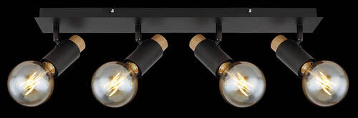 Strahler 54045-4 - Dunkelbraun/Schwarz, Design, Holz/Metall (65,5/8/14,5cm) - Globo