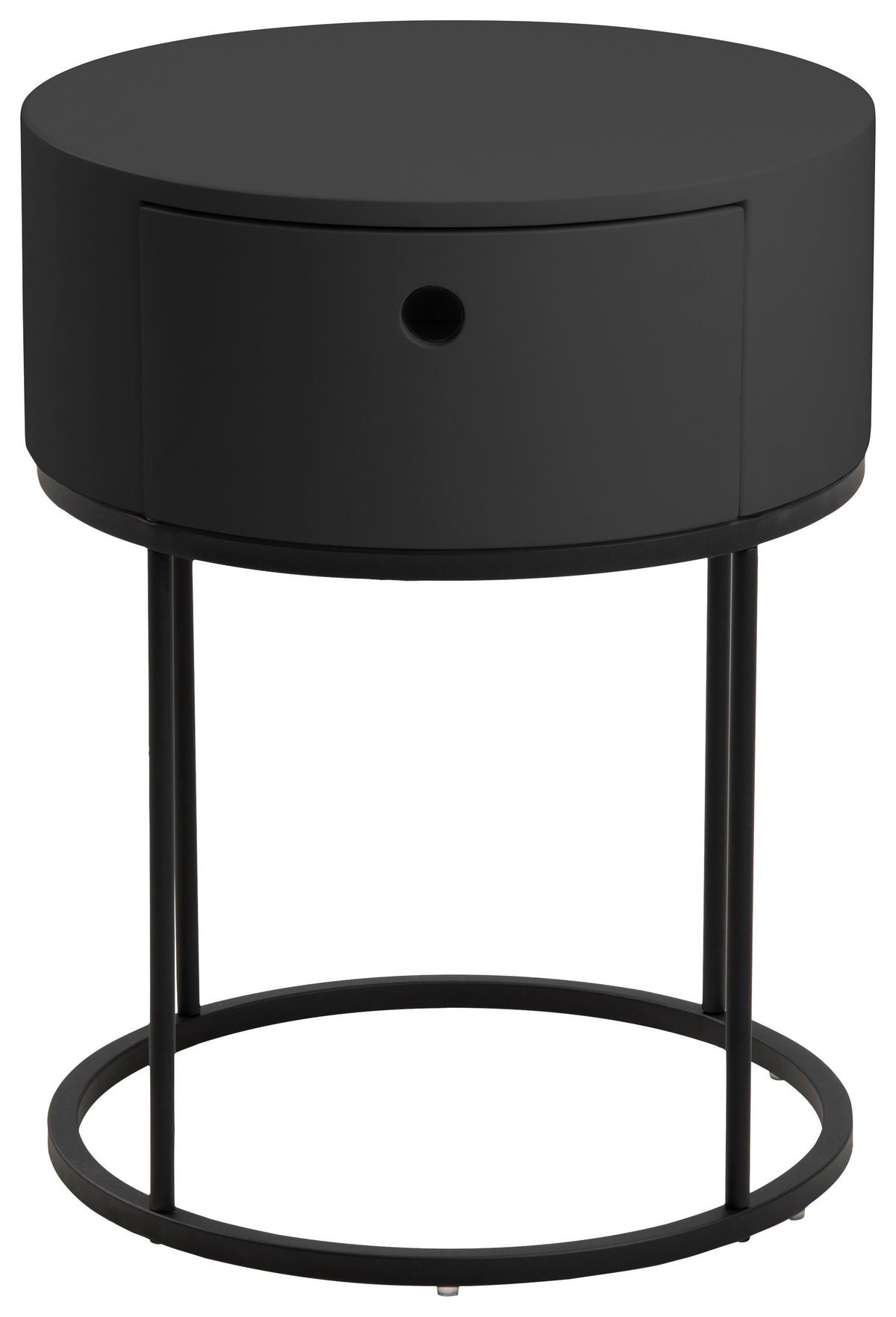 Nočný stolek POLO, 1 zásuvka, černá barva - černá, Moderní, kov/kompozitní dřevo (40/51cm) - MID.YOU