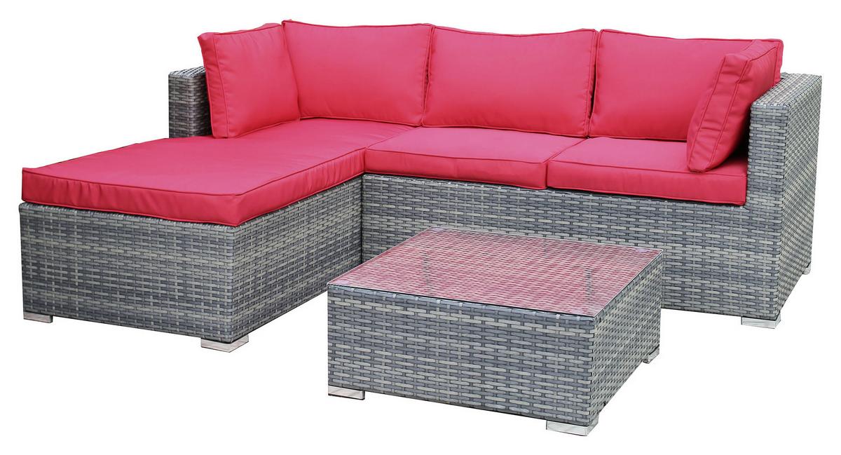 Lounge Garnitúra Leona - barna/piros, Modern, műanyag/Üveg (146/199cm) - Luca Bessoni