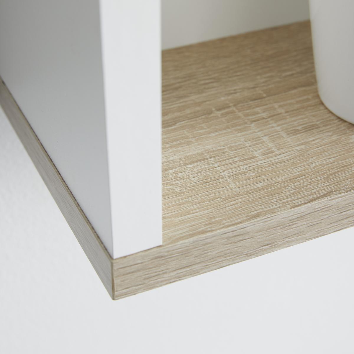 Spiegelschrank Yasmin 2-Türig BHT: 60x65x14 cm, offenes Fach - Eichefarben/Weiß, Basics, Glas/Holzwerkstoff (60/65/13,9cm) - MID.YOU