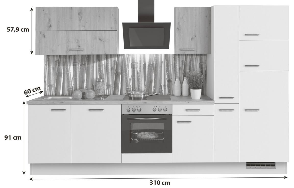 Küchenblock Ip1200 - Eichefarben/Creme, Basics, Holzwerkstoff (310cm) - Impuls