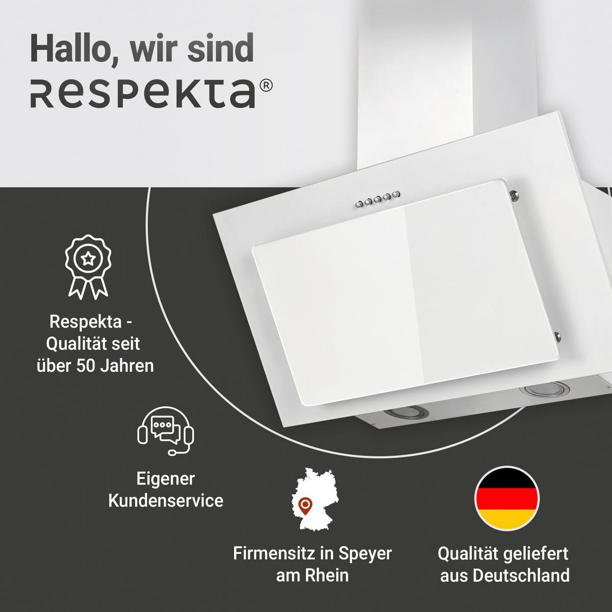 Kopffreihaube Respekta Kala Metall/Glas Weiß B: 59,5 cm - Weiß, Trend, Glas/Metall (59,5/68,1-101,1/30cm) - Respekta