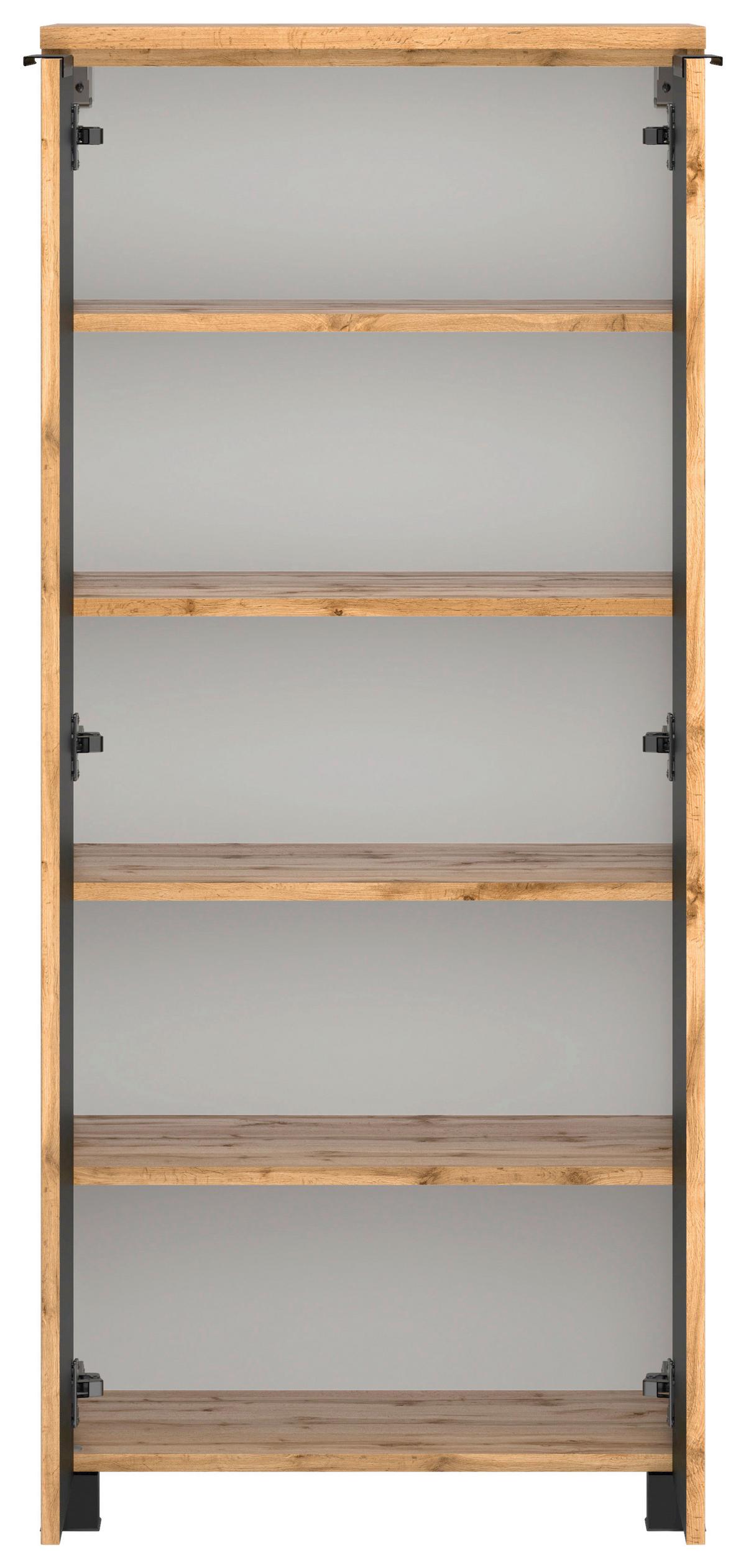 Midischrank Bad Chester B: 60cm Eiche Wotan Dekor/Schwarz - Eiche Wotan/Schwarz, MODERN, Holzwerkstoff (60/130/35cm) - Held