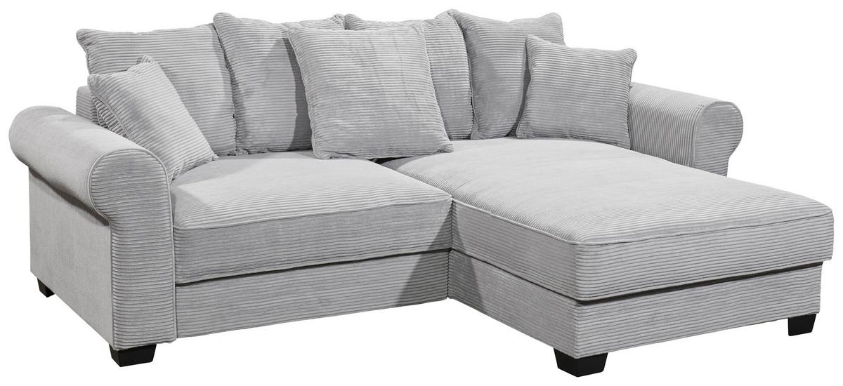 Ecksofa Maureen Hellgrau S: 255/185 Cm - Hellgrau/Schwarz, KONVENTIONELL, Textil (255/185cm) - MID.YOU