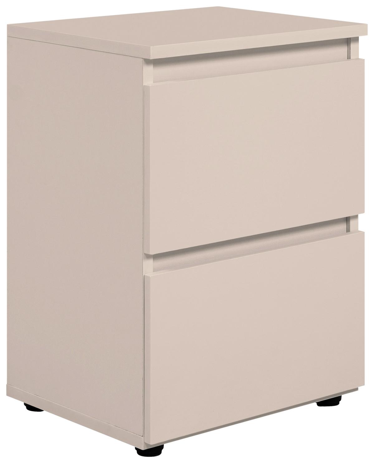 NACHTKÄSTCHEN NORSK  Beige Hochglanz H: 49cm - Beige/Schwarz, Basics, Holzwerkstoff (36/49/29cm)