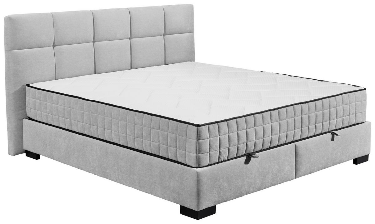 Boxbett Nagol A - Hellgrau/Schwarz, MODERN, Holzwerkstoff/Textil (160/200cm) - MID.YOU