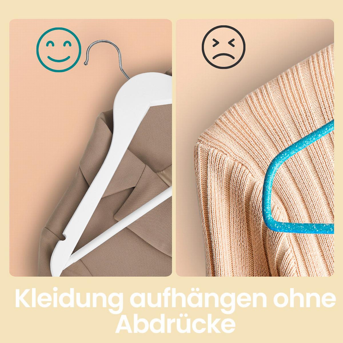Kleiderbügelset Weiß B: 44,5 Cm - Weiß, Basics, Holz (44.5/23/1.2cm)