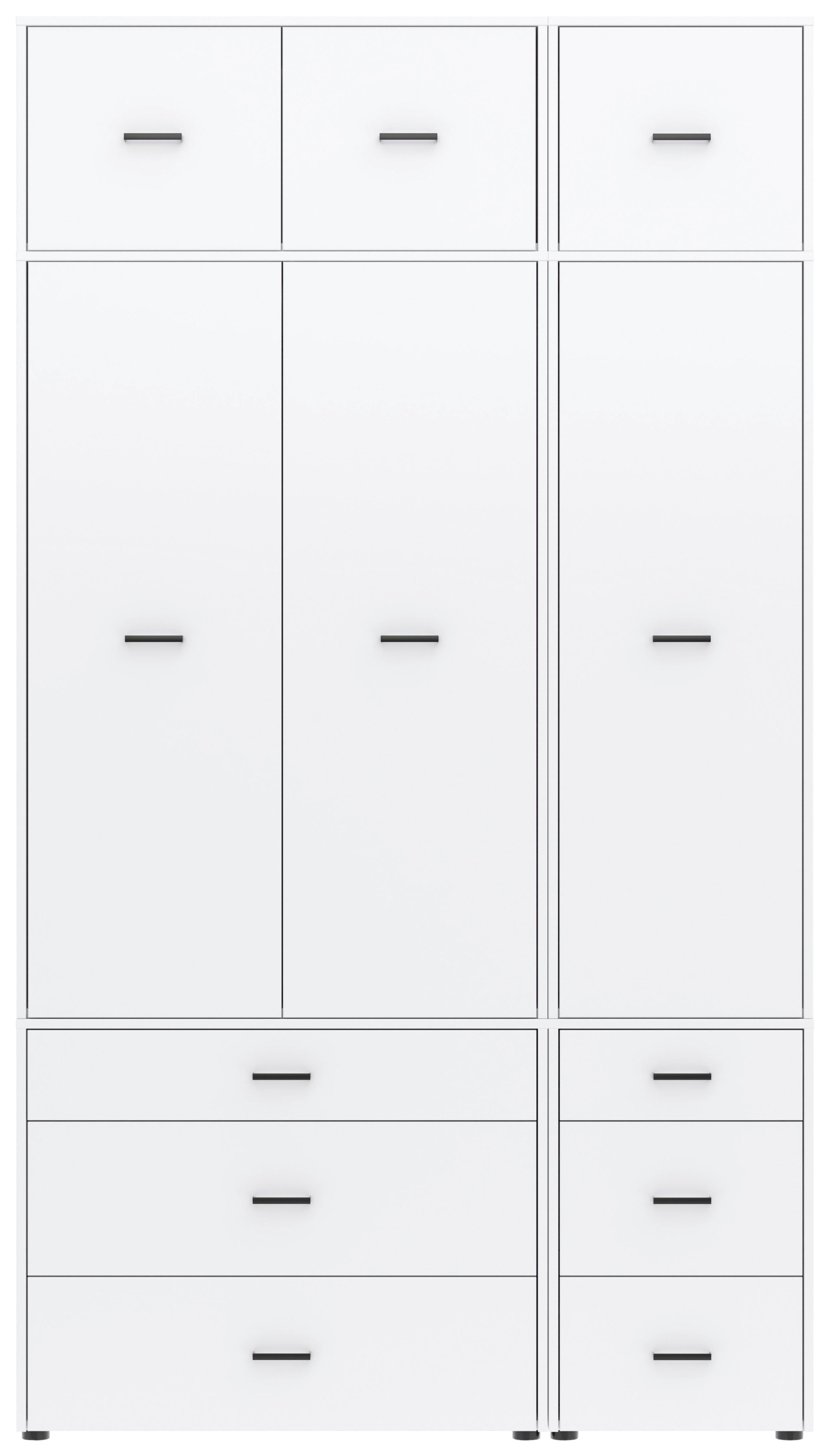 Drehtürenschrank m. Schubladen 135 cm Kivo, Weiß