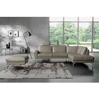 Ecksofa Spring Schwarz Chrom S: 273x250 cm - Chromfarben/Grau, Design, Leder (273/250cm) - Livetastic