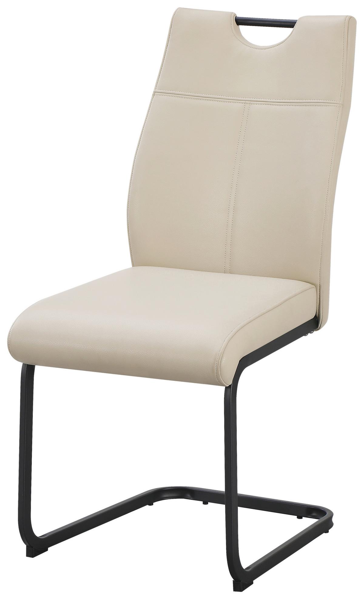 Schwingstuhl Nexus Beige B: 45 cm - Beige/Schwarz, MODERN, Leder/Metall (45/97/63cm) - Livetastic