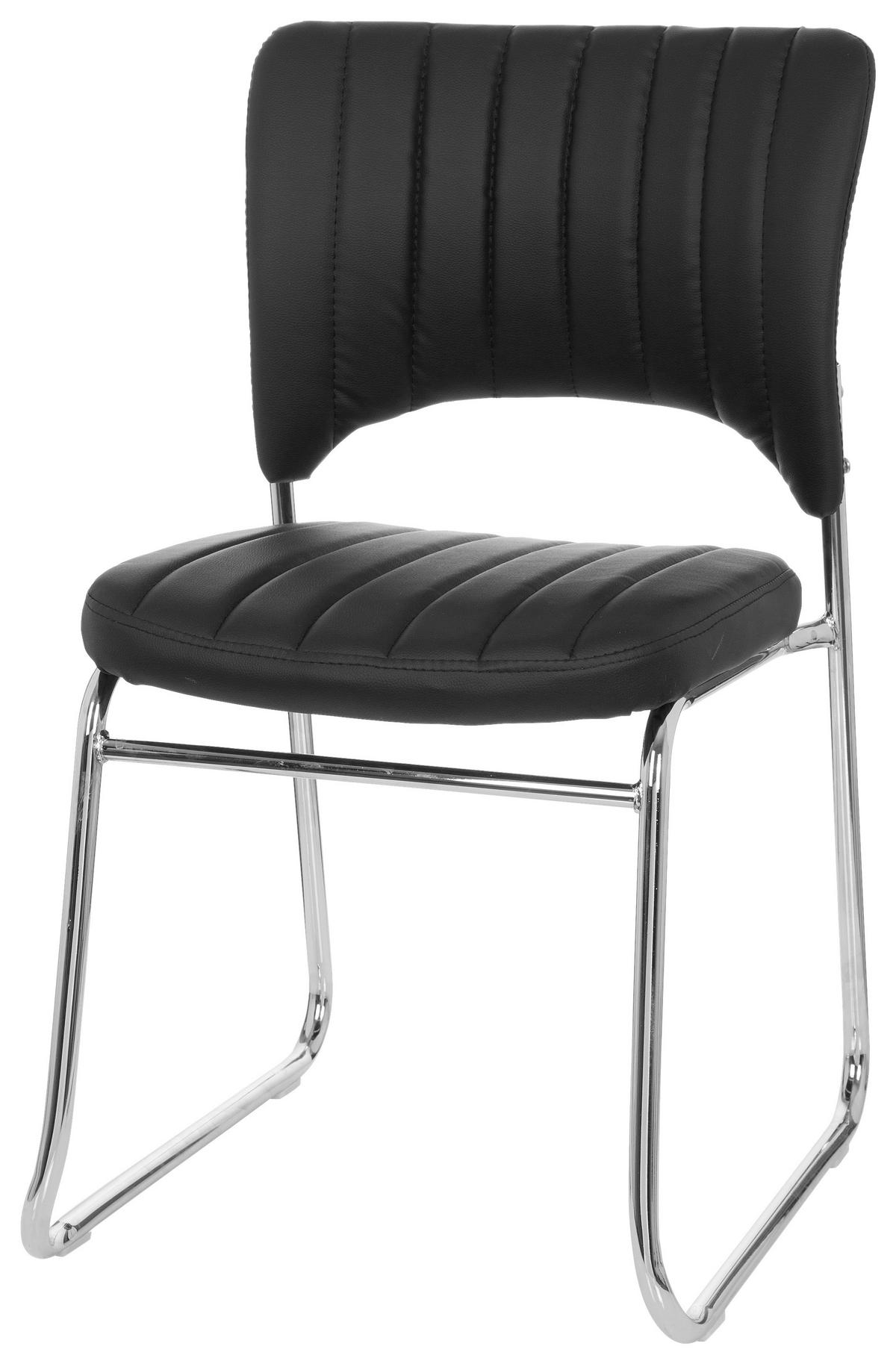 Besucherstuhl Caspi V Schwarz - Chromfarben/Schwarz, MODERN, Textil/Metall (44/82/52cm) - MID.YOU