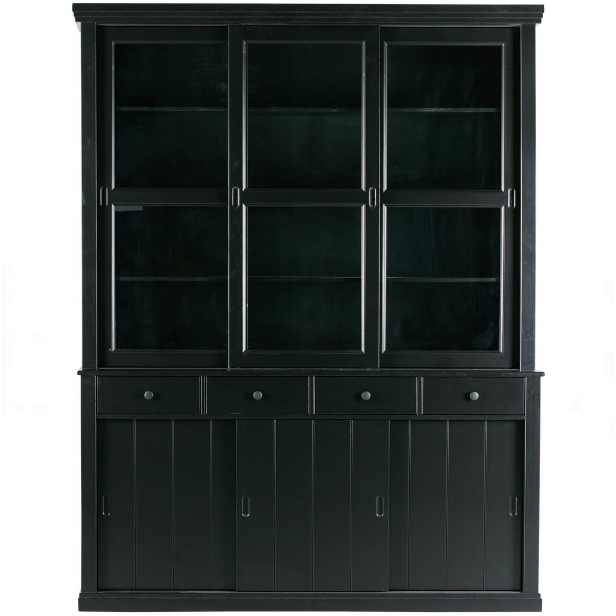 Vitrine Lagos Schwarz B: 166 Cm - Schwarz, Design, Glas/Holz (166/214/48cm) - Livetastic