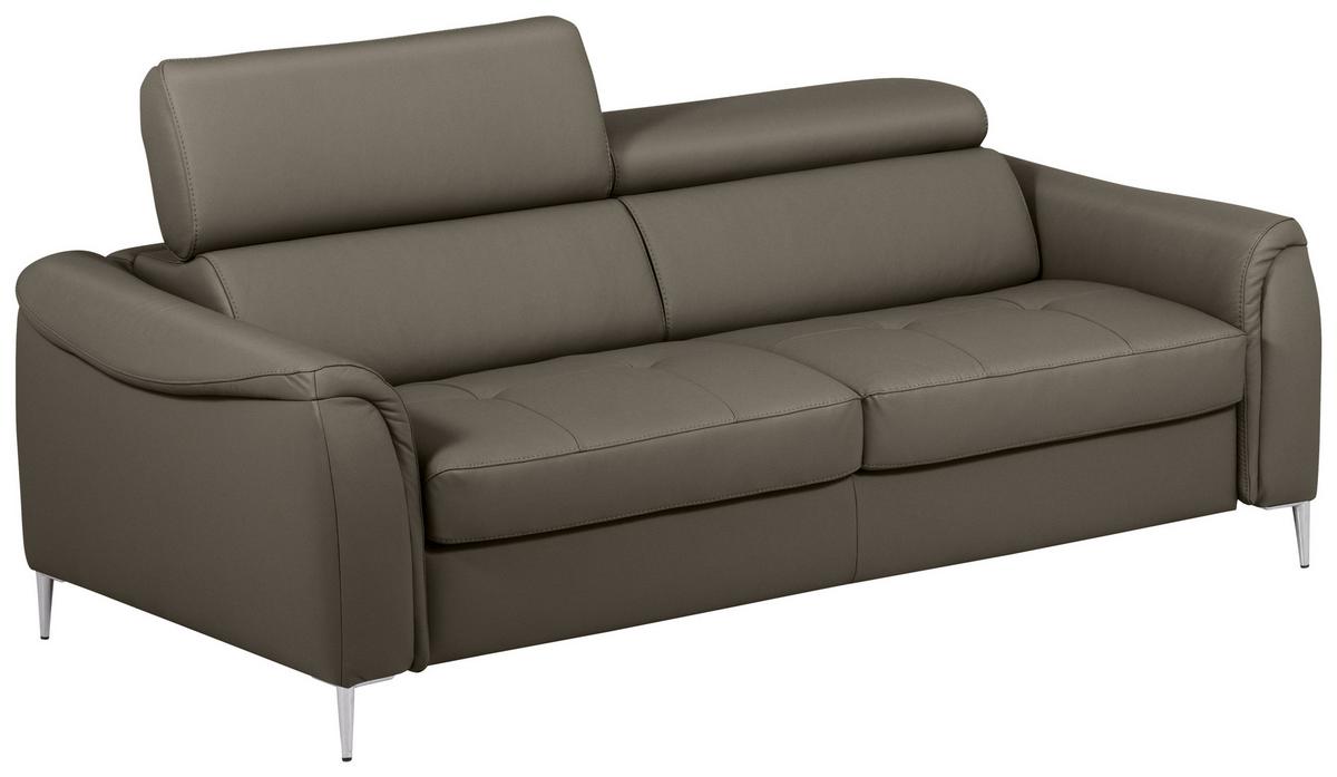 Schlafsofa Pafos Schlammfarben Lederlook, Rindsleder B: 203cm - Schlammfarben, Design, Leder/Textil (203/77-98/103cm) - MID.YOU