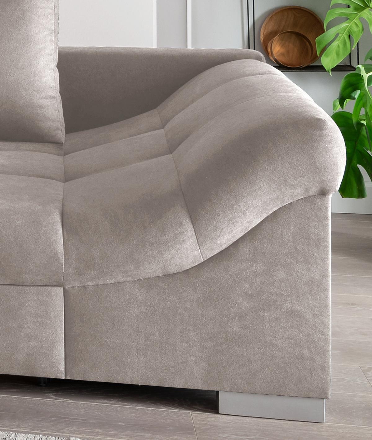 Eckschlafsofa Alvito Taupe S: 202/298 Cm - Taupe/Silberfarben, Design, Textil (202/298cm) - MID.YOU