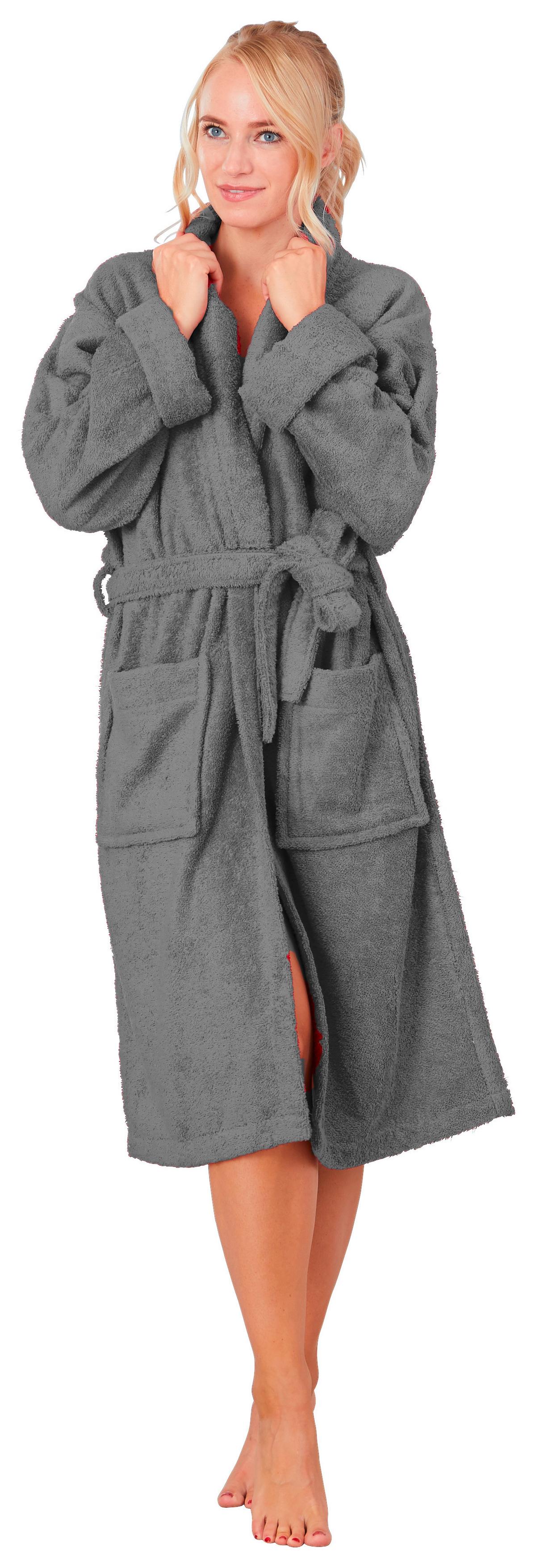 Bademantel Amira Polyester Unisex Anthrazit Flauschig - Anthrazit, KONVENTIONELL, Textil (S-XLnull) - Ondega