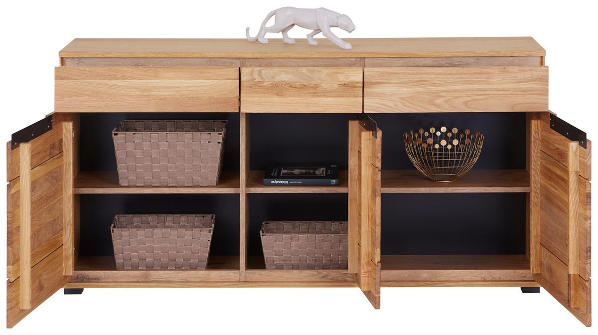 Sideboard Lola Giga S 3996 - Wildeiche/Schwarz, KONVENTIONELL, Glas/Holz (162,5/82,5/40,5cm)