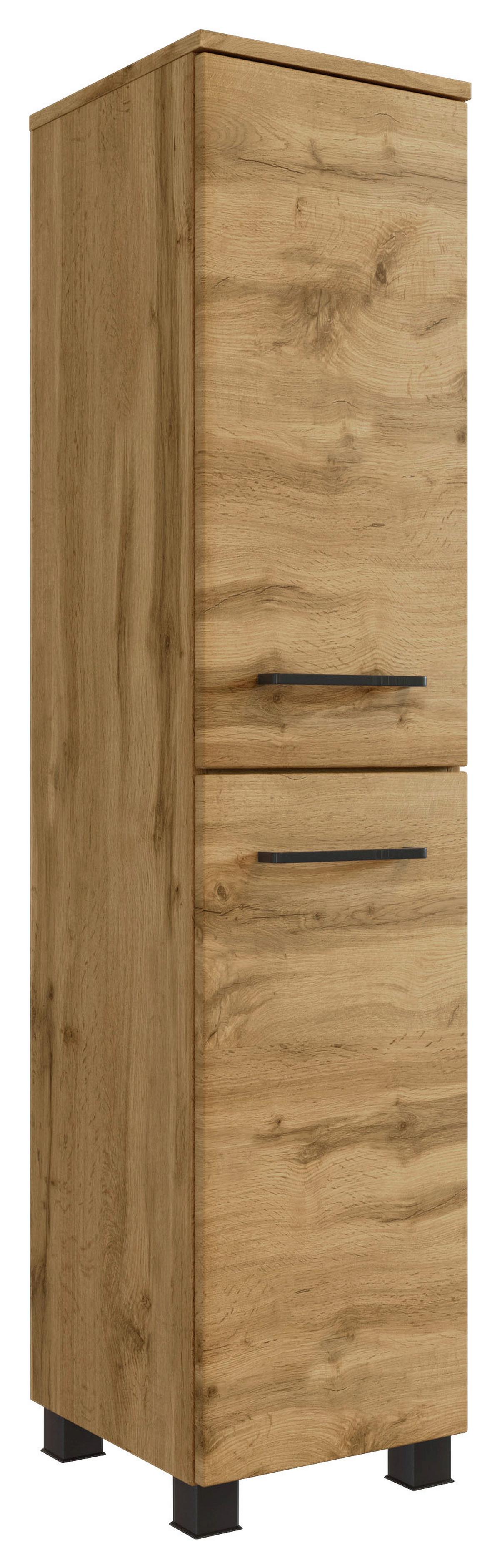 Midischrank Manchester B: 30 Cm Eiche Wotan Dekor - Eichefarben/Schwarz, MODERN, Holzwerkstoff (30/130/35cm) - Held