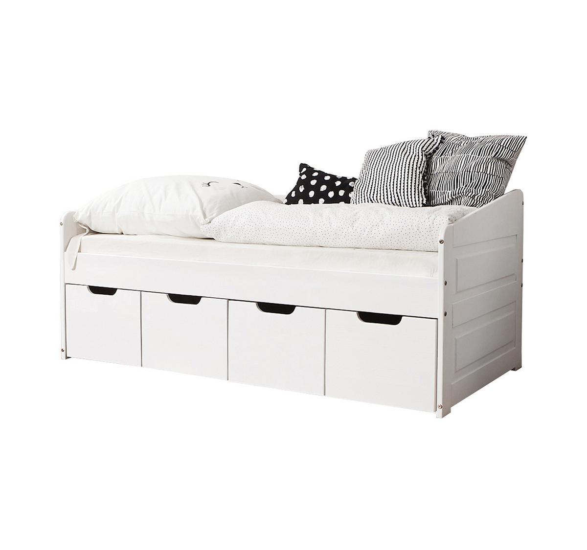 Dětská postel se šuplíky MICKI, 80x160 cm, bílá - bílá/barvy borovice, Natur, dřevo (80/160cm) - MID.YOU