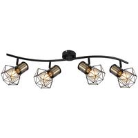 Strahler Priska  4-flammig Verstellbar L: 80 Cm - Messingfarben/Schwarz, Trend, Metall (80/22,5cm) - Globo