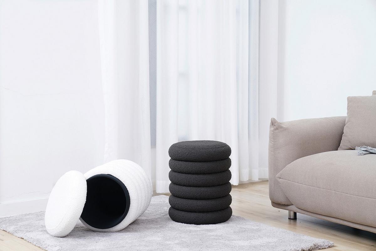 Hocker Weiß B: 38 Cm - Weiß, MODERN, Textil (38/45/38cm) - Livetastic