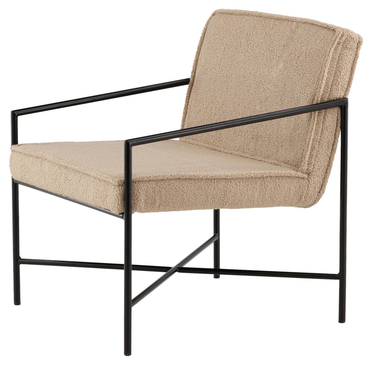 Sessel Rakel - Beige/Schwarz, Design, Textil/Metall (66/78/65cm) - Livetastic