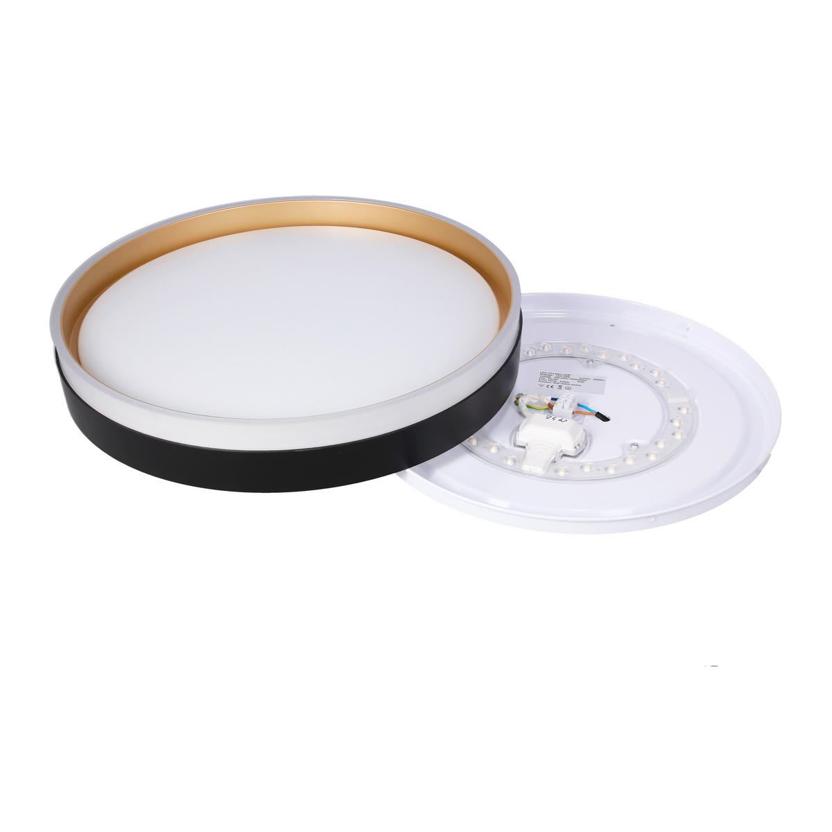 Led-deckenleuchte 13-11343 Florida - Goldfarben/Schwarz, KONVENTIONELL, Kunststoff/Metall (38/38/7.5cm)