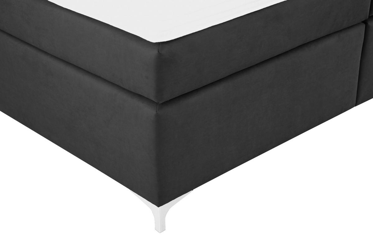 Boxspringbett mit Topper 180x200 Fabio - Anthrazit, MODERN, Textil (180/200cm)