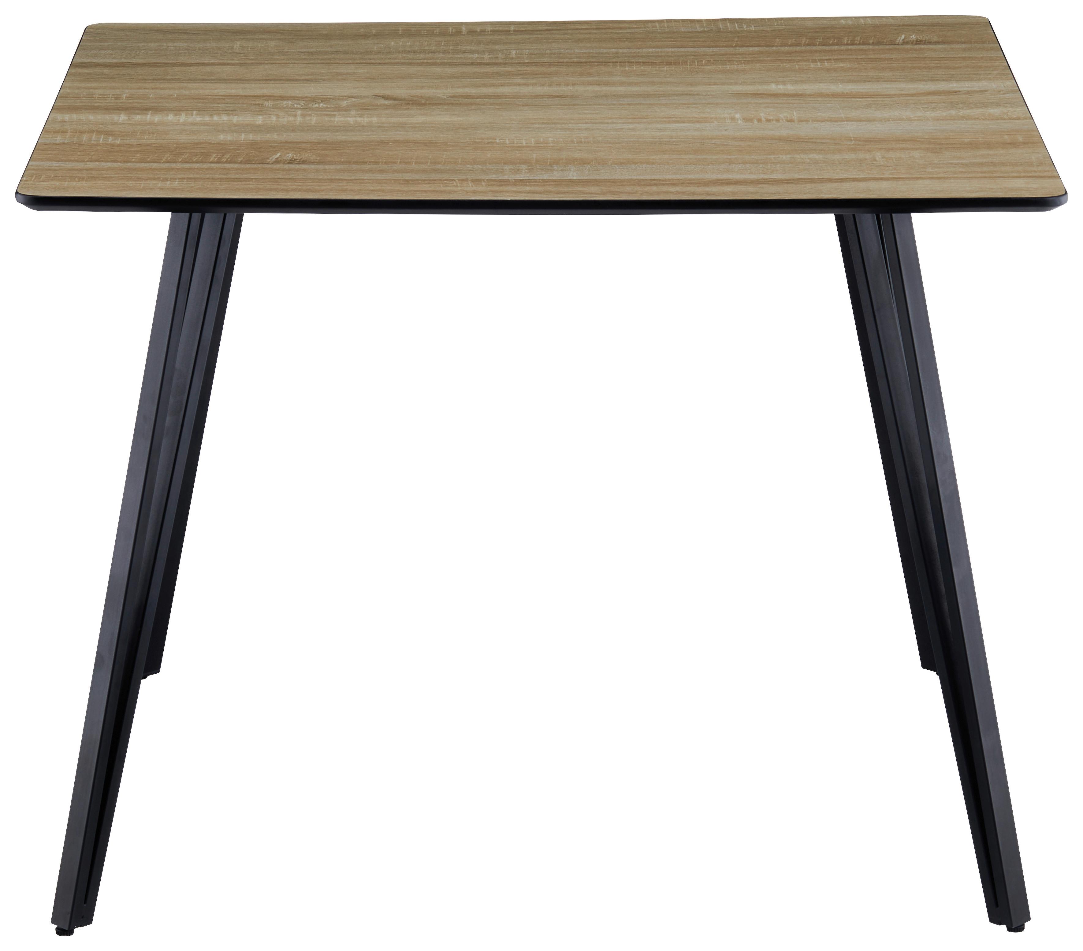 Esstisch Eduardo - Eichefarben/Schwarz, LIFESTYLE, Holzwerkstoff/Metall (100/75/100cm) - Livetastic
