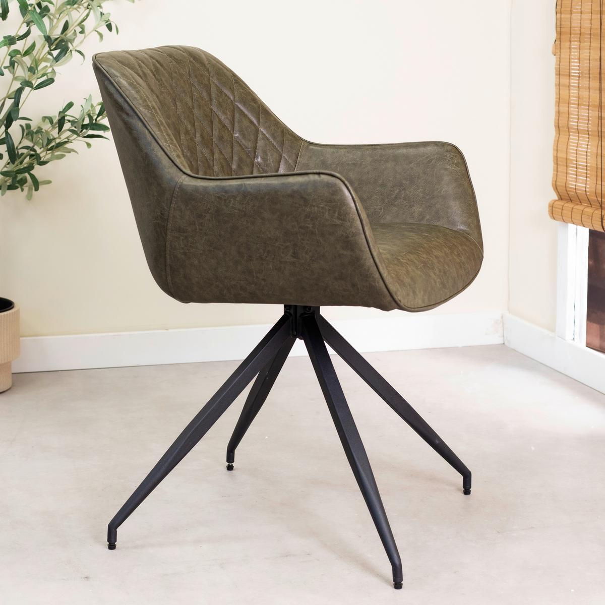 Armlehnstuhl-Set Gabi Dunklegrün - Dunkelgrün/Schwarz, KONVENTIONELL, Textil/Metall (62/82/61cm) - MID.YOU