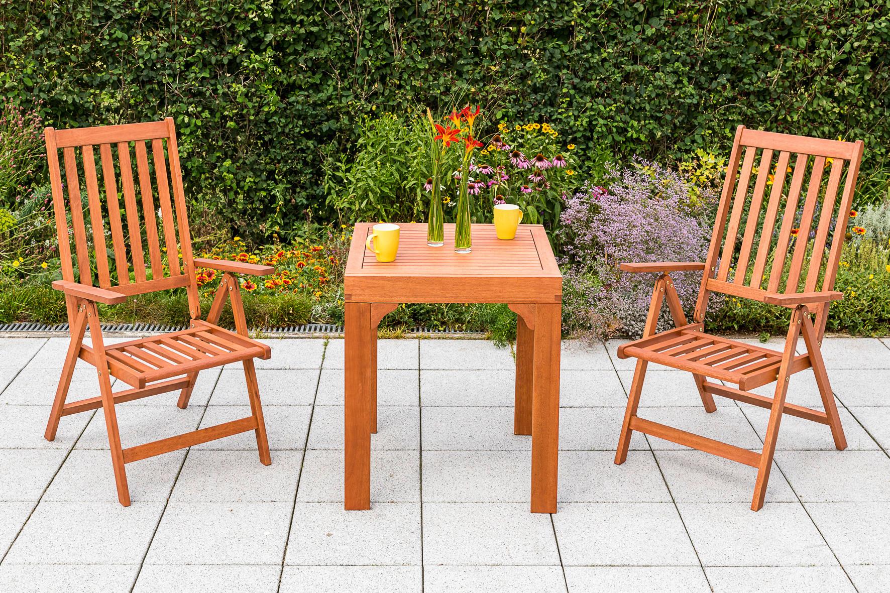 Gartenklappsessel-Set Vitoria Klappsessel - Naturfarben, MODERN, Holz (59/113/70cm) - Gardenson