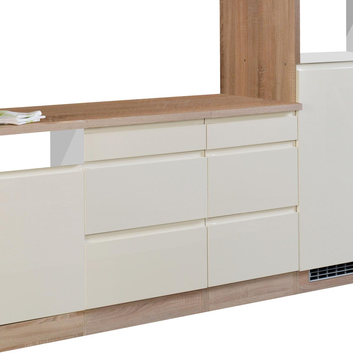 Küchenzeile Cardiff Ohne Geräte 280 Cm Creme - Creme/Sonoma Eiche, Basics, Holzwerkstoff (280cm) - Held