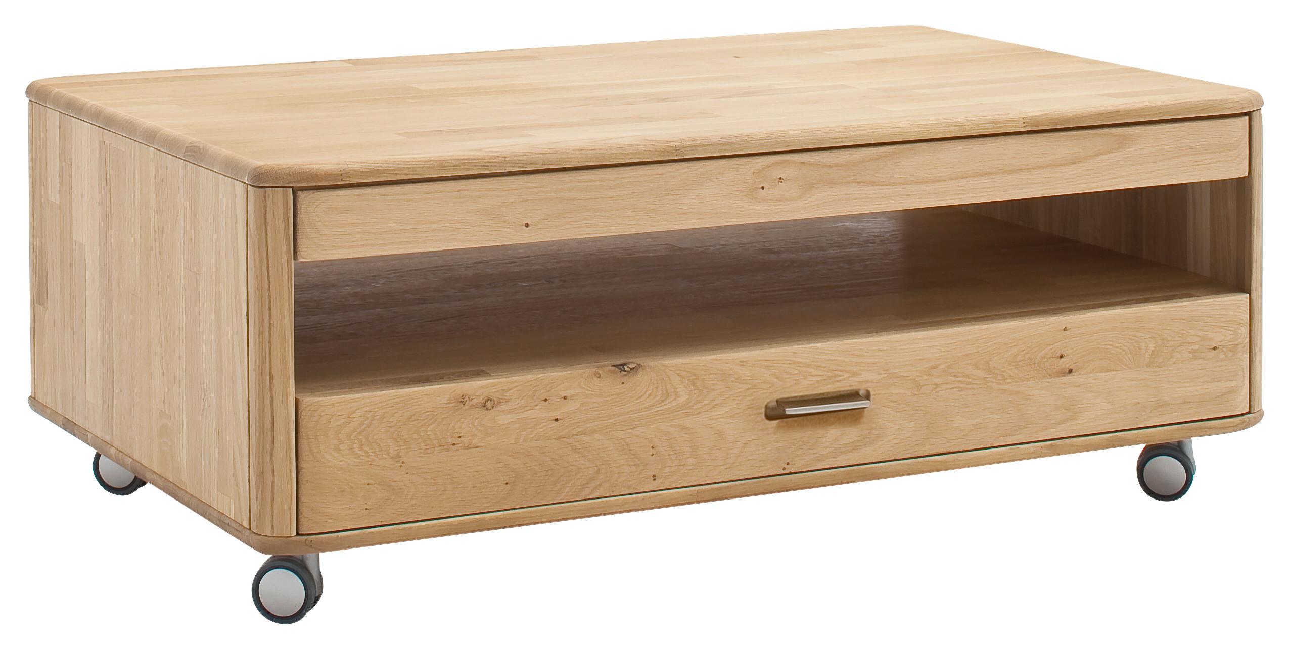 Couchtisch mit Offenem Fach Holz Massiv Ravello Eiche - Eiche Bianco, Design, Holz/Kunststoff (115/70/45cm) - Livetastic