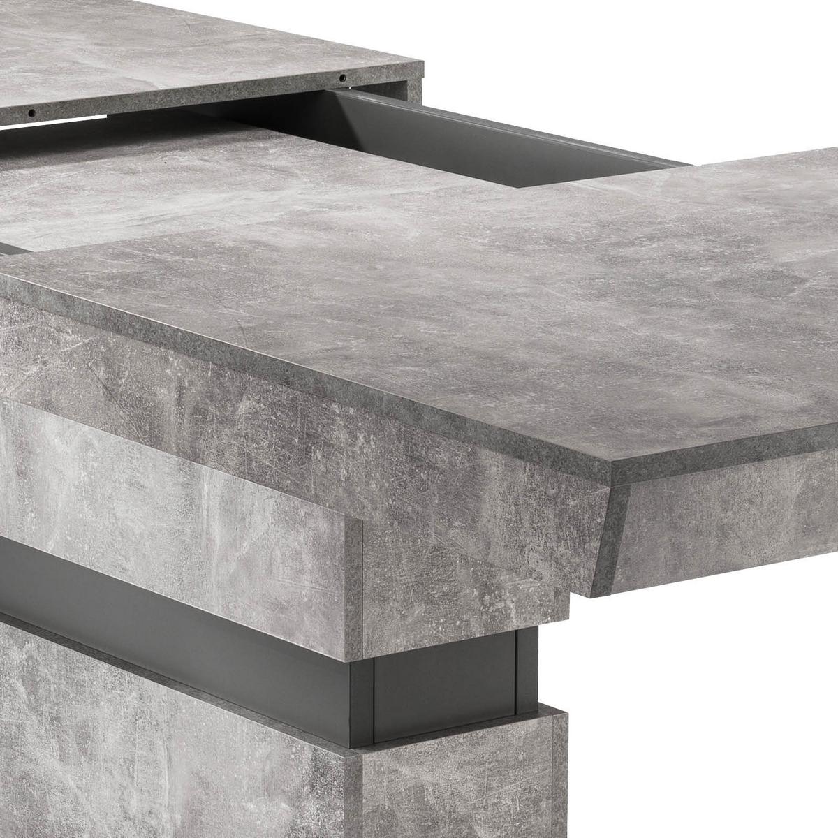 Esstisch ausziehbar Matthew 140-195x90 cm Grau Betonoptik - Dunkelgrau/Grau, MODERN, Holzwerkstoff (140/90/75cm) - MID.YOU