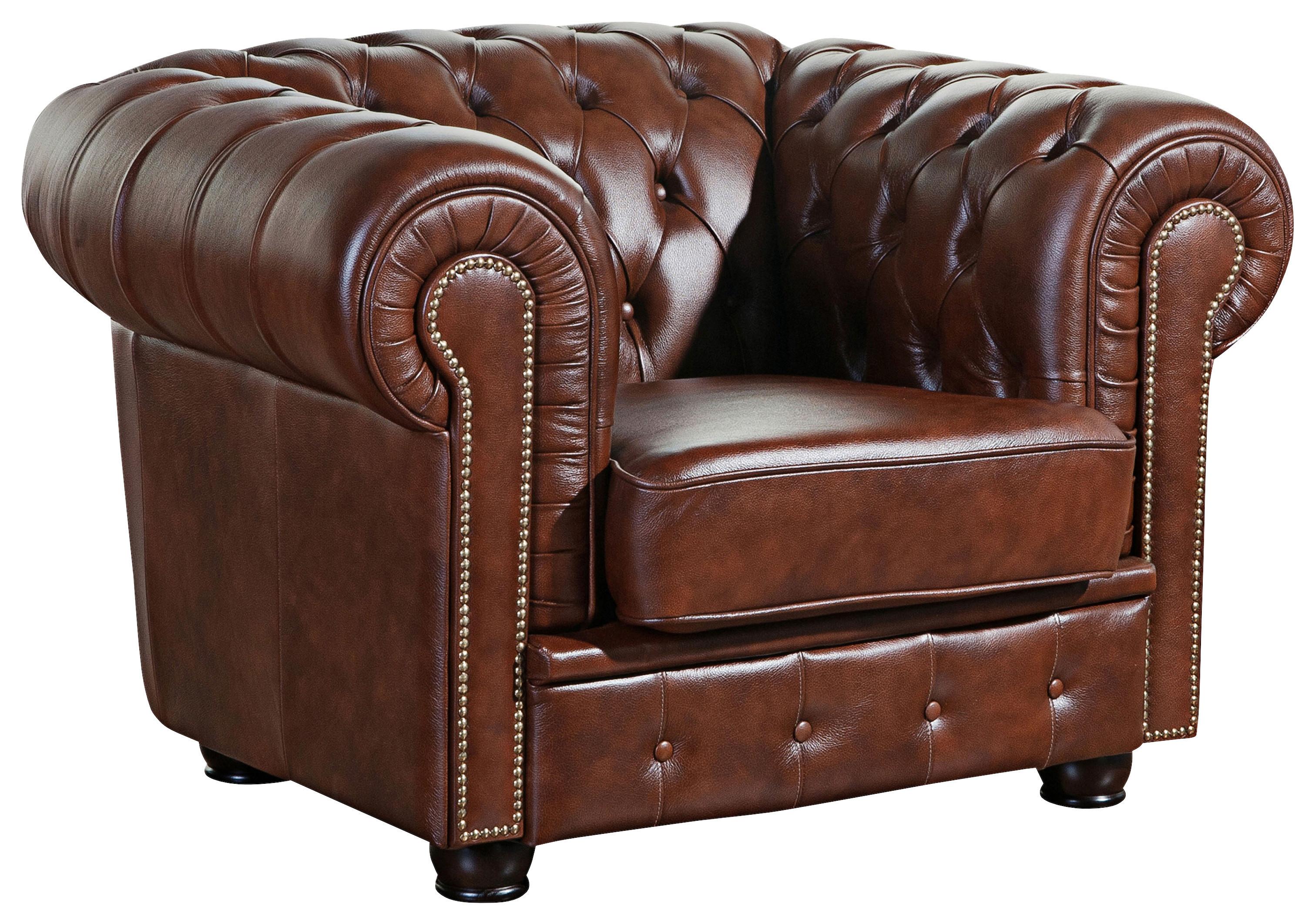 Polstersessel Mit Armlehnen Norwin Echtleder Braun - Nussbaumfarben/Braun, KONVENTIONELL, Leder (110/74/98cm) - Max Winzer