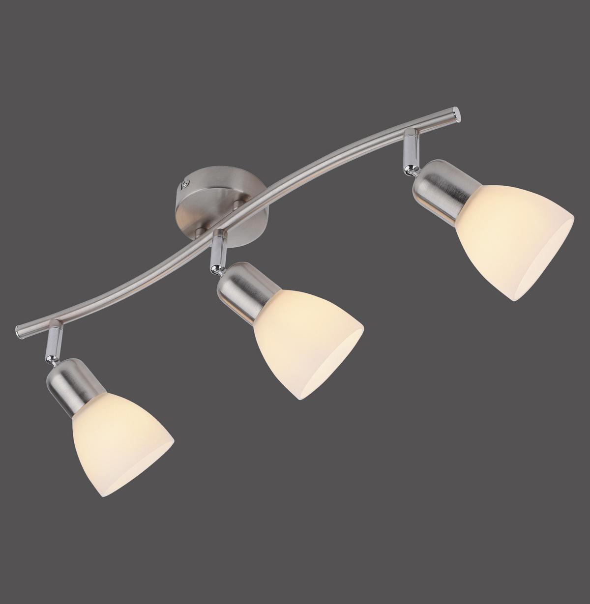 Deckenleuchte Karo L: 68 cm Schwenkbar - Alufarben/Nickelfarben, Basics, Glas/Metall (68/22cm)