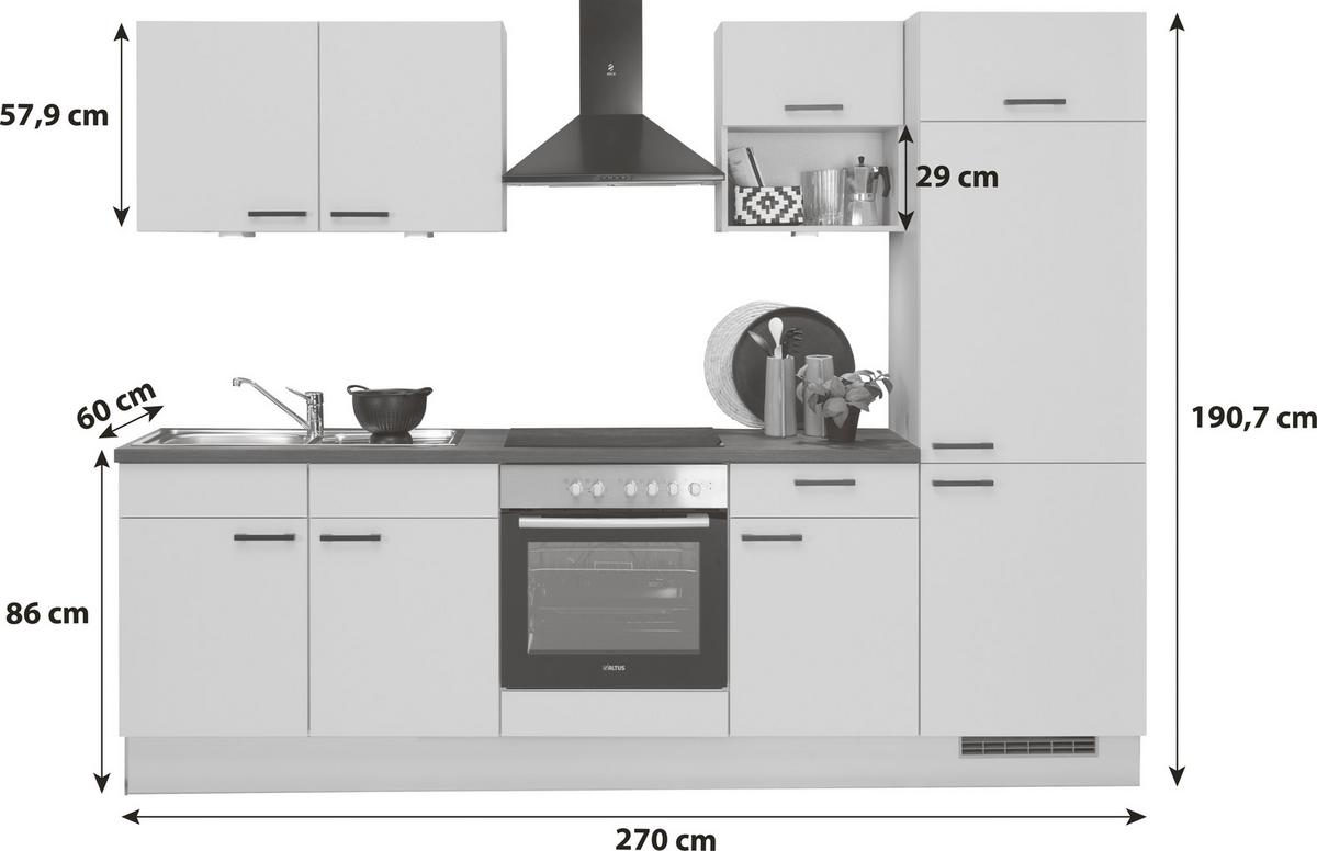Kuchyňský blok PN80 vč.4 spotřebičů a dřezu - černá/kašmírová, Moderní, kompozitní dřevo/plast (270cm) - Pino