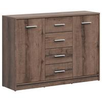 Kommode Nepo Plus Chest Of Drawers - Eichefarben/Schwarz, Design, Holzwerkstoff (118,5/84/34cm)