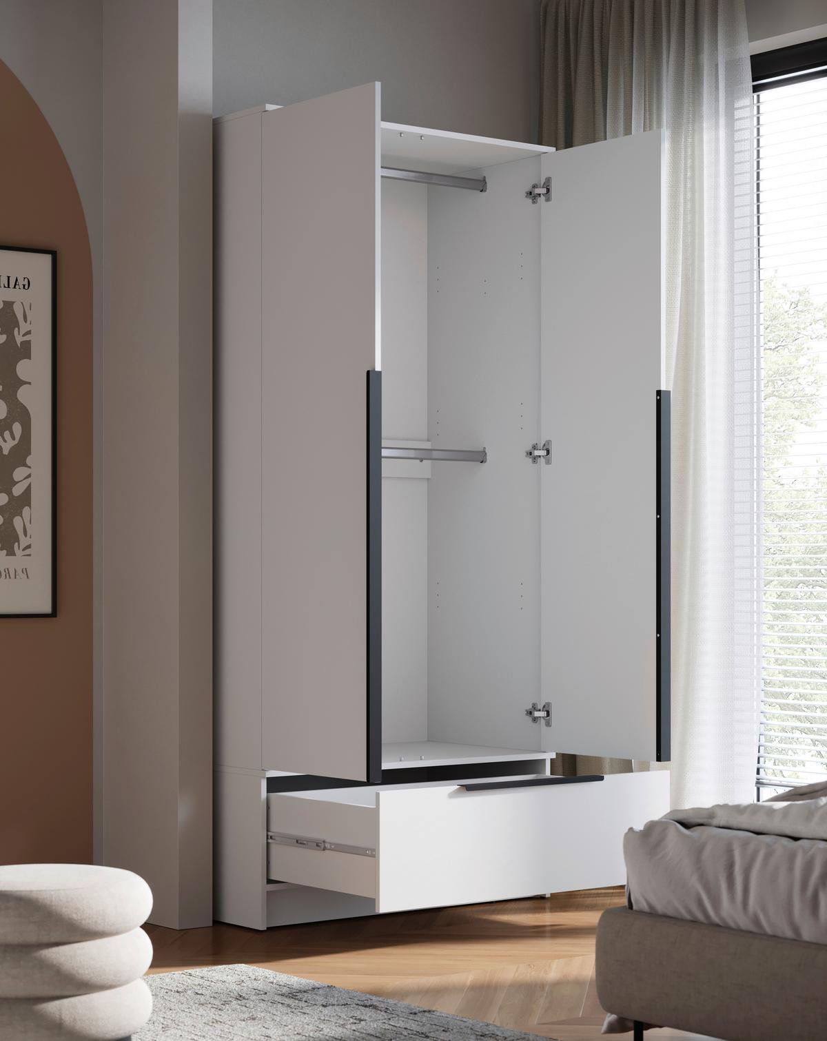 ŠATNÍ SKŘÍŇ SPIRIT - bílá/černá, Konvenční, kov/kompozitní dřevo (90,2/192,9/51cm) - MID.YOU