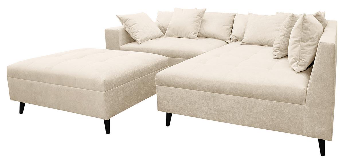Ecksofa Pruno, Beige S: 247x174 Cm - Beige/Schwarz, Design, Textil (247/174cm) - MID.YOU