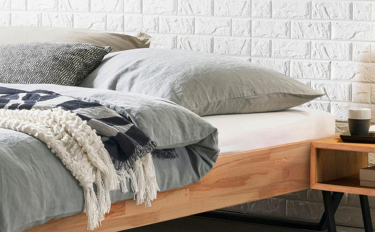 Bett Ostino Anthrazit/kernbuche 160x200 Cm - Anthrazit/Kernbuche, KONVENTIONELL, Holz (160/200cm) - Hasena