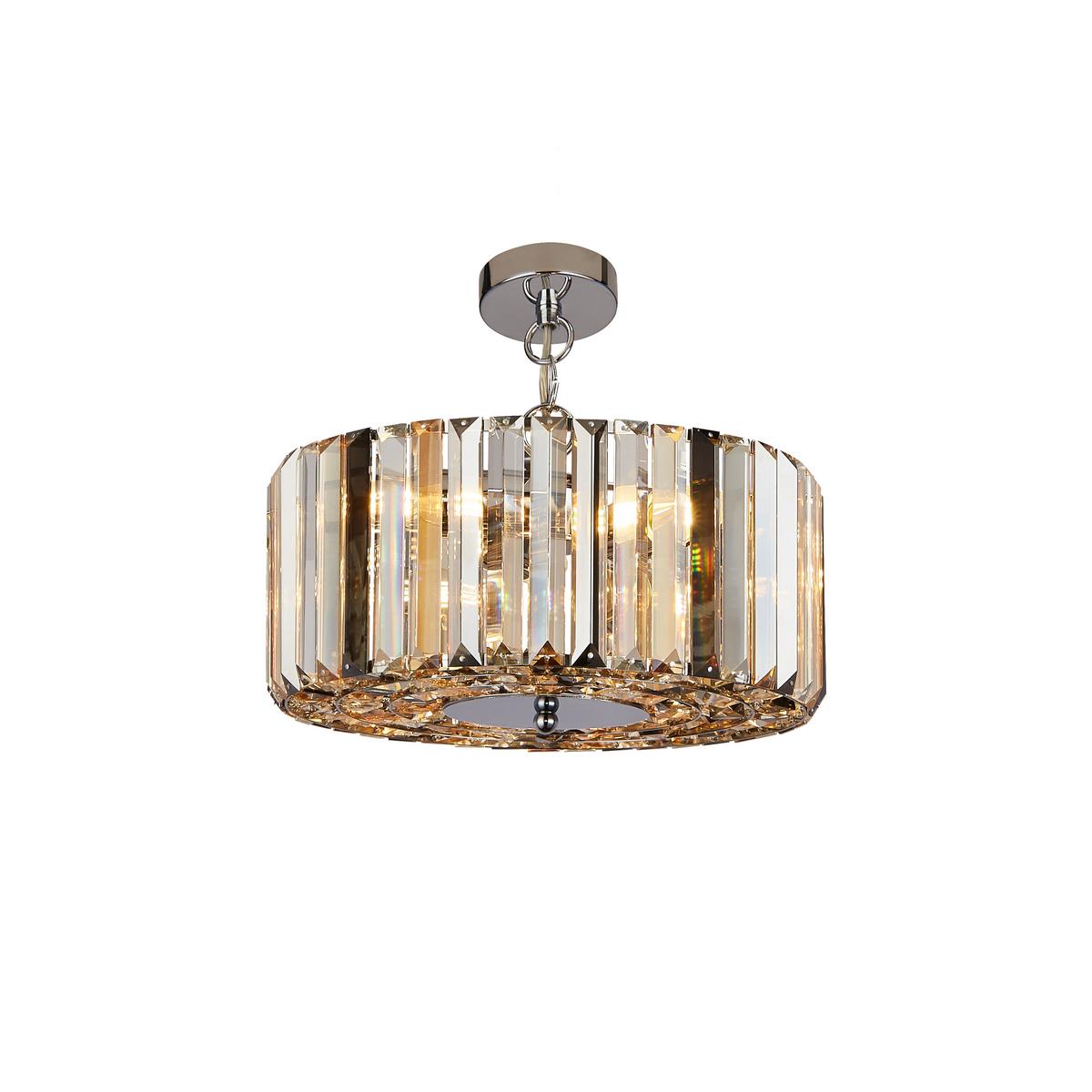 Hängeleuchte Chapeau H: 136 cm 3-Flammig - Chromfarben/Bernsteinfarben, KONVENTIONELL, Glas/Metall (35/136cm)