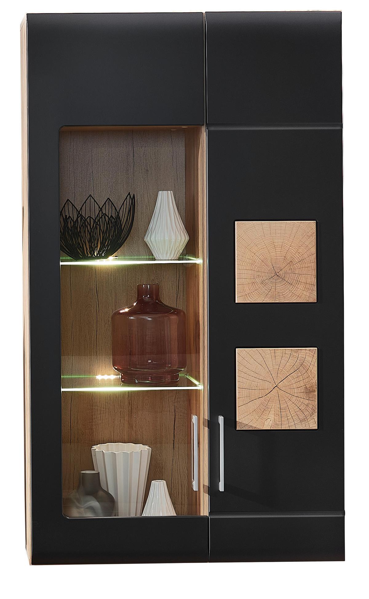 OBÝVACÍ STĚNA SONATE - černá/barvy dubu, Konvenční, kov/kompozitní dřevo (330/208/52cm) - Mömax